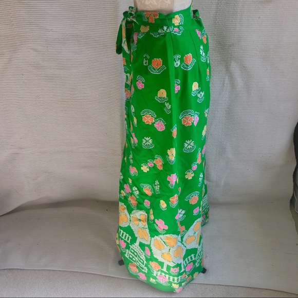 VTG 70s Malia Printed Floral Folk Maxi Skirt - Picture 5 of 8